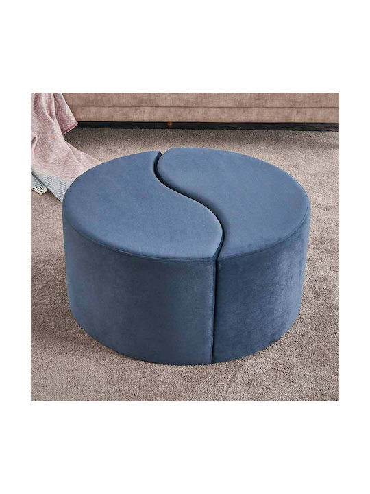 Stool For Living Room Upholstered with Velvet Alis Blue 80x80x40cm