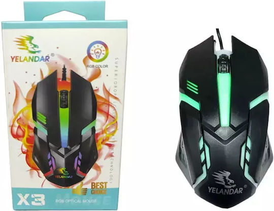 Yelandar Yelandar X3 RGB Gaming Gaming Maus Schwarz