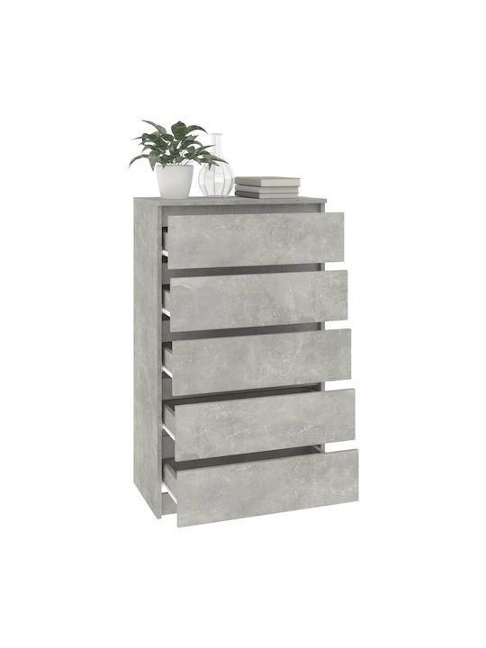 Comoda pentru Dormitor cu 5 sertare Grey Concrete 60x36x103buc