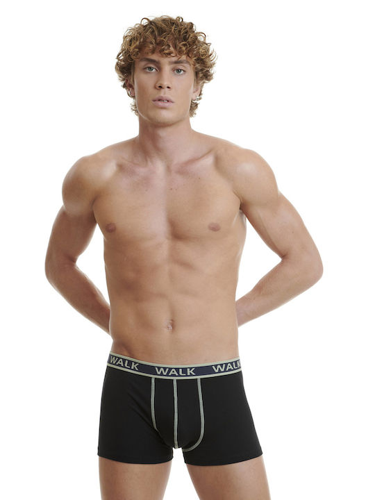 Walk Herren Boxershorts Black Lime / Black Blue 2Packung