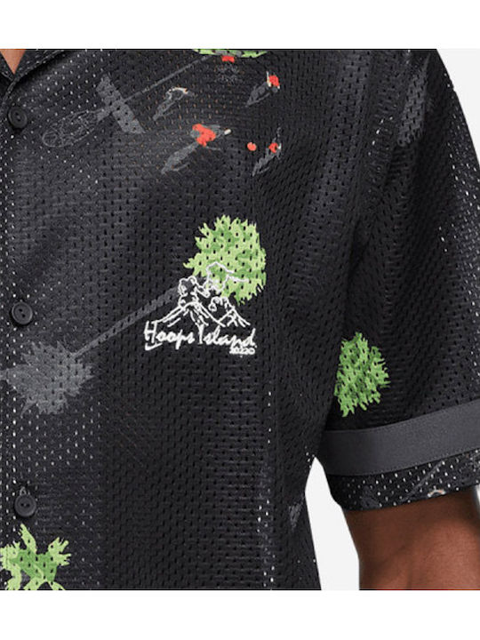 Basketball Premium Shooting Shirt Kurzärmlig Hemd Blumen Schwarz
