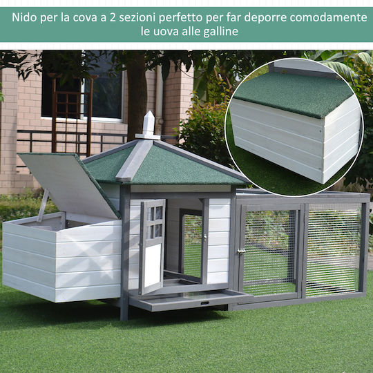 Pawhut Wooden Poultry Coop L1.96 x W0.97 x H0.76m