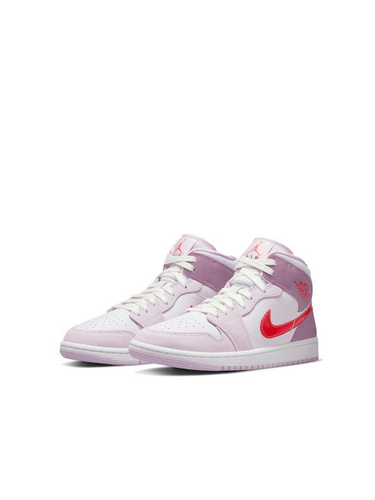 Jordan Air Jordan 1 Retro Mid Γυναικεία Μποτάκια White / Pink / Crimson