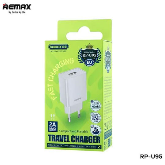 Remax Зарядно без кабел с USB-A порт Бял (RP-U95 Kiddy Series)