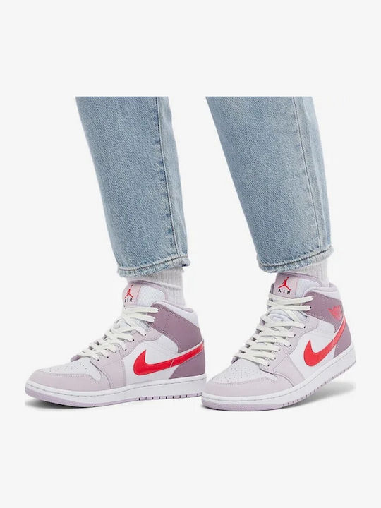Air  1 Retro Mid Дамски Маратонки White / Pink / Crimson