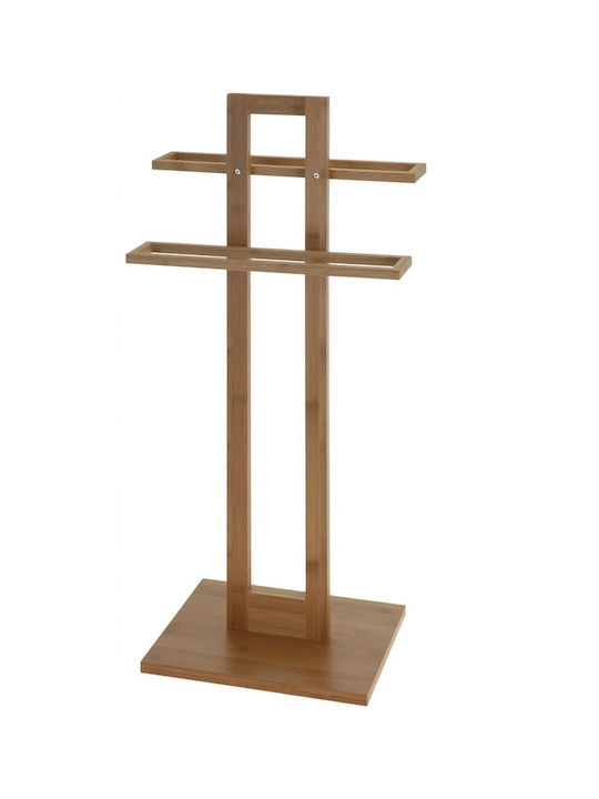 JK Home Decoration Double Floor Standing Bathroom Freestanding Coat Rack Brown