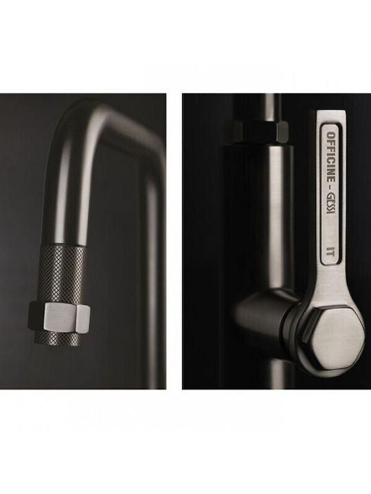Gessi Officine Kitchen Faucet with Pull-Out Spray Grey