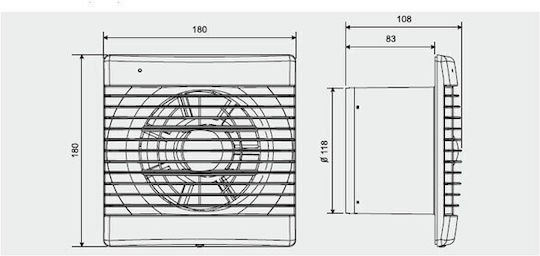 S&P Decor-200CH Επιτοίχιος Εξαεριστήρας Μπάνιου 120mm Λευκός