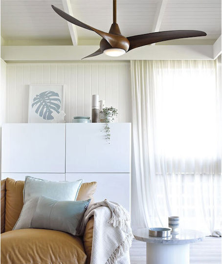 Primo PRCF-80285 Ceiling Fan 110cm with Light Fixture Brown / Silver