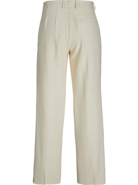 Women's High-waisted Fabric Trousers Regular Fit Seedpearl