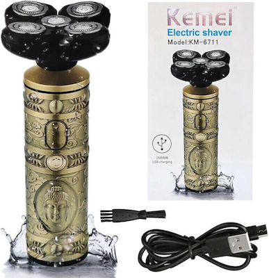 Kemei Dry Wet Beard Bald Head KM-6711 Ξυριστική Μηχανή Προσώπου Επαναφορτιζόμενη