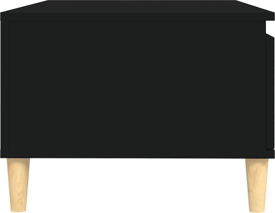 Rectangular Central Wooden Coffee Table with Drawers Black M90xP50xH36.5cm