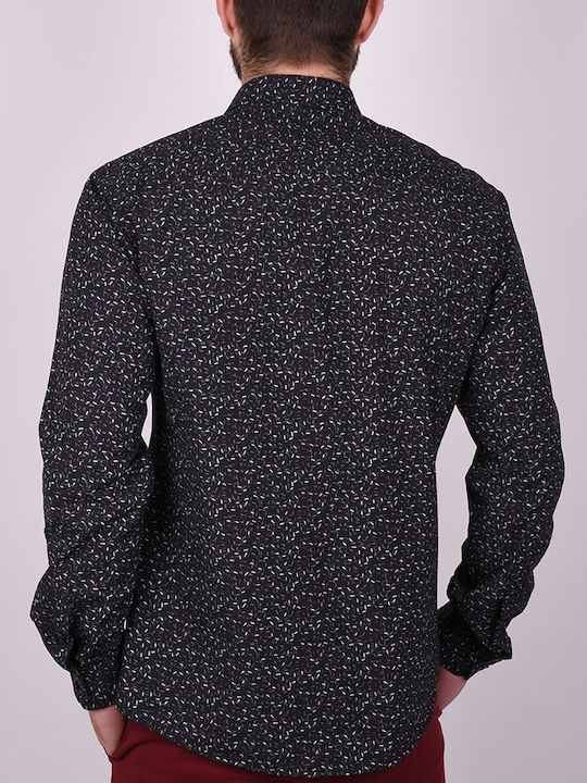 Kedi men's shirt with patterns Black