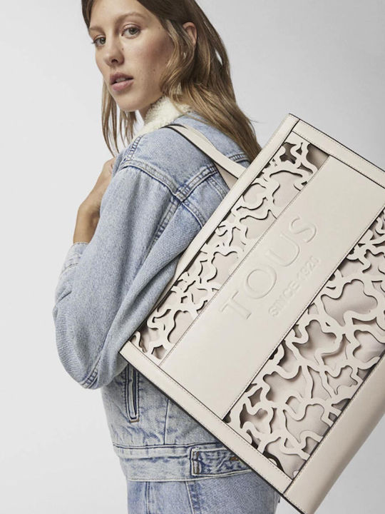 Amaya K Shock Γυναικεία Τσάντα Shopper Ώμου Μπεζ