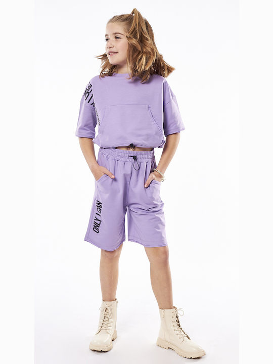 Evita Kids Set with Shorts Summer 2pcs Lilac Only I Can Change my Life