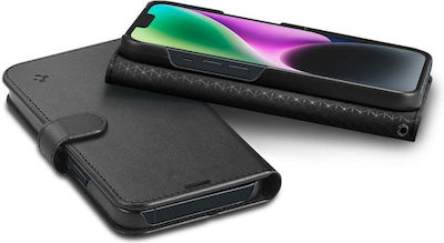 Spigen S Wallet Δερματίνης με Λουράκι Μαύρο (iPhone 14)