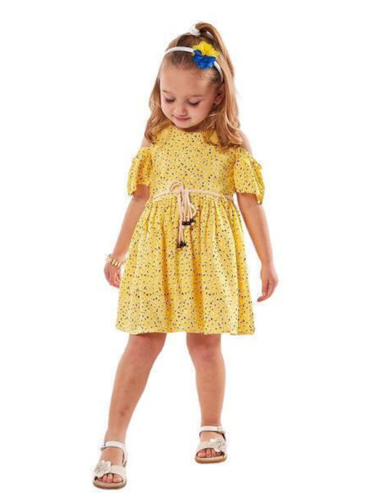 Rochie Fete Mâneca Scurtă Set Cu Accesorii Galben