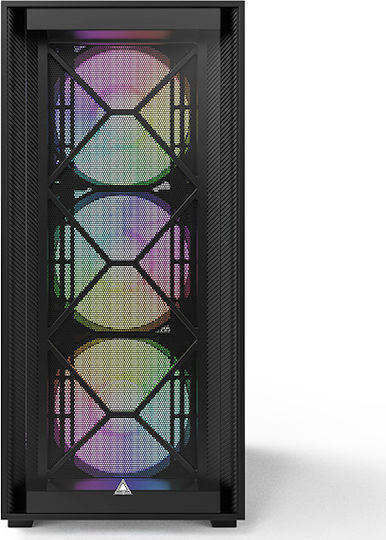 Montech AIR 1000 Premium Геймърско бюро Midi Tower Компютърна кутия със страничен прозорец и RGB осветление Черен