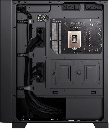 Montech AIR 1000 Premium Геймърско бюро Midi Tower Компютърна кутия със страничен прозорец и RGB осветление Черен