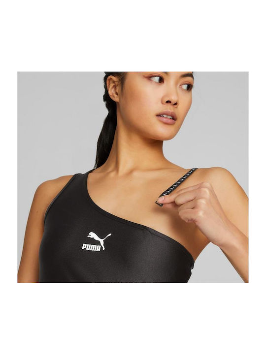Dare To Women's Summer Crop Top with One Shoulder Black