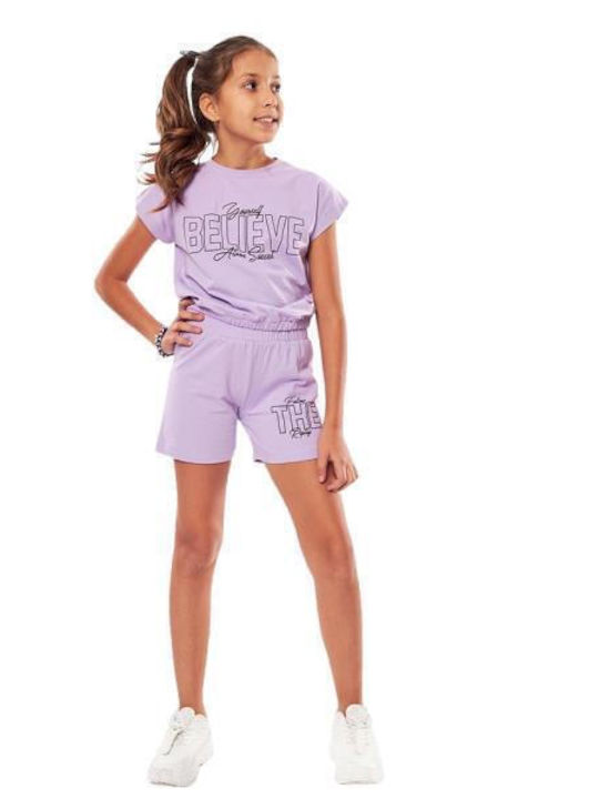 Εβίτα Kids Set with Shorts Summer 2pcs Lilac