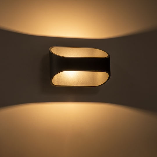 GloboStar Eden Modern Lumină de Perete cu LED Integrat și Lumină Alb Cald Negru 16x9cm