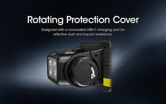 NiteCore Rechargeable Headlamp LED IP68 with Maximum Brightness 1400lm NU43 Yellow