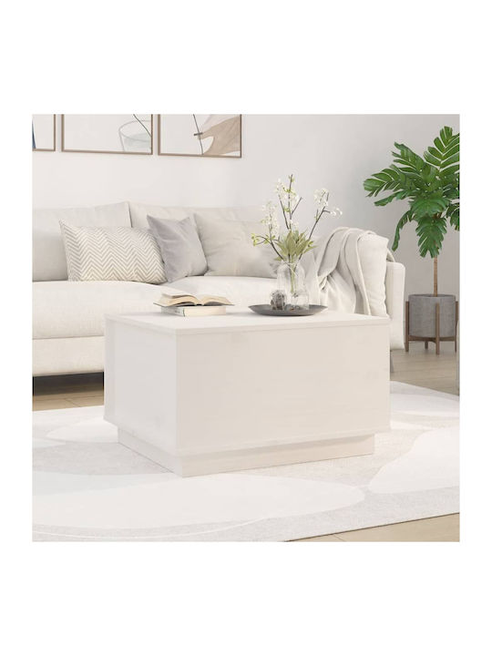 Rectangular Solid Wood Side Table with Lift Top Λευκό L60xW50xH35cm