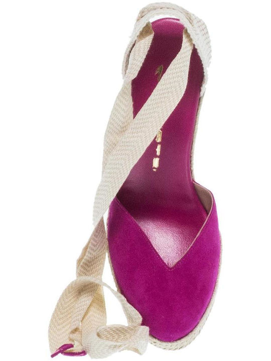 Women's Suede Platform Espadrilles Fuchsia
