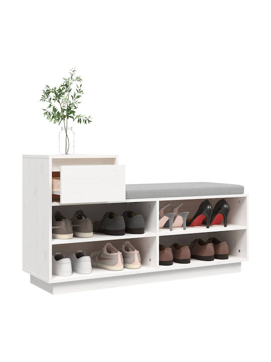 Shoe Organizer with 4 Shelves White 110x34x61cm