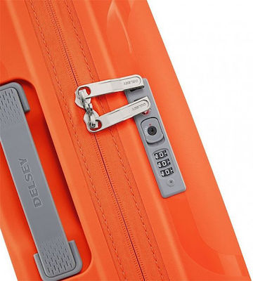 Delsey Clavel Cabin Travel Suitcase Hard Orange with 4 Wheels Height 55cm.