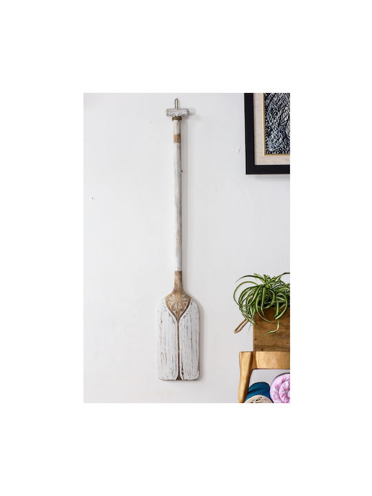 Freebox Hanging Wall Decor Solid Albasia Handmade White from Wood 16.5x100cm