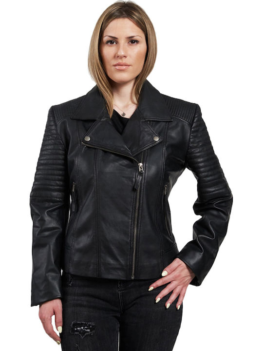 Hellen Δερμάτινο Γυναικείο Biker Jacket Μαύρο