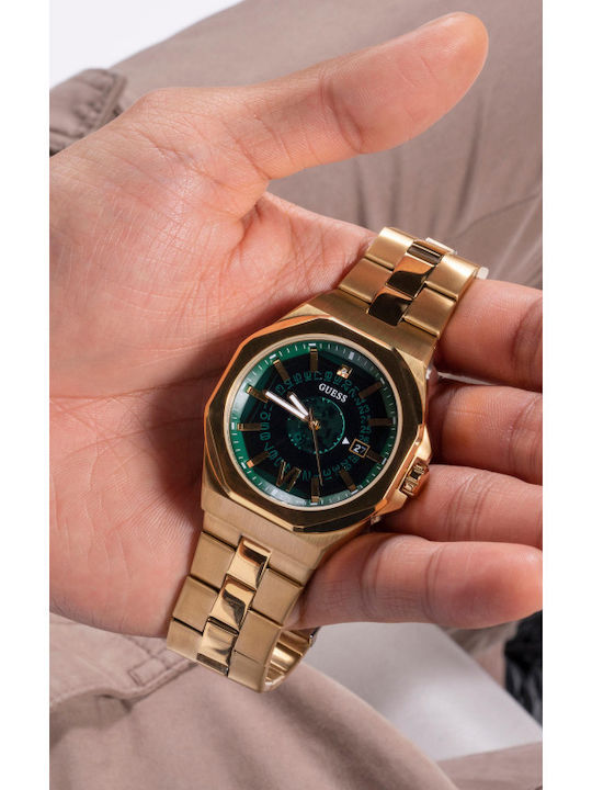Guess Emperor Men's Watch 42mm Battery with Gold Metal Bracelet