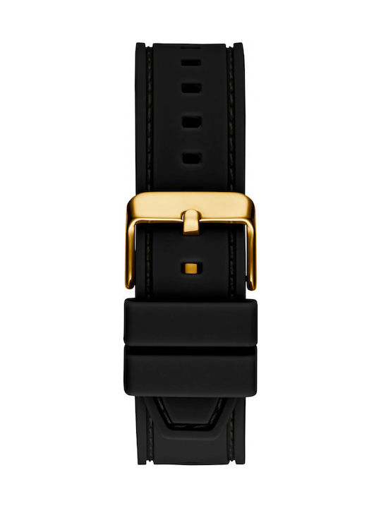Guess Мъжки часовник 46mm с механизъм на батерия с черна кожена каишка