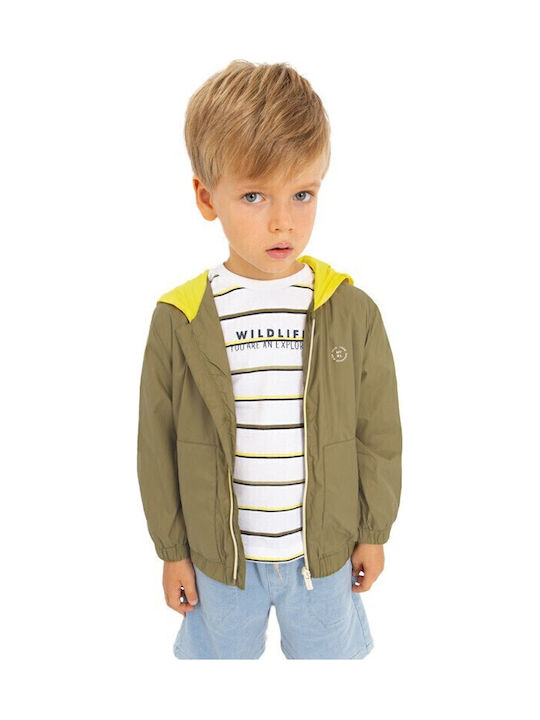 Kids' Casual Jacket Short Windproof with Hood Khaki