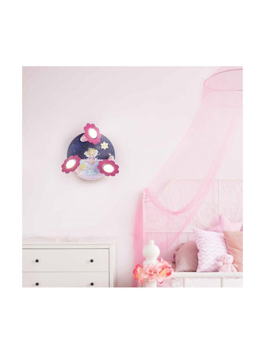 Elobra Kids Wooden Chandelier Mount Ceiling Light E14 Πριγκίπισσα Blue / Pink 40W 30cm