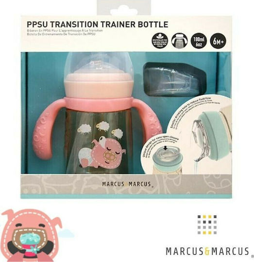 Marcus & Marcus Piglet Educational Sippy Cup Plastic with Handles Pink for 6m+m+ 180ml
