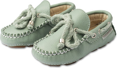 Babywalker Baptism Leather Moccasins Green