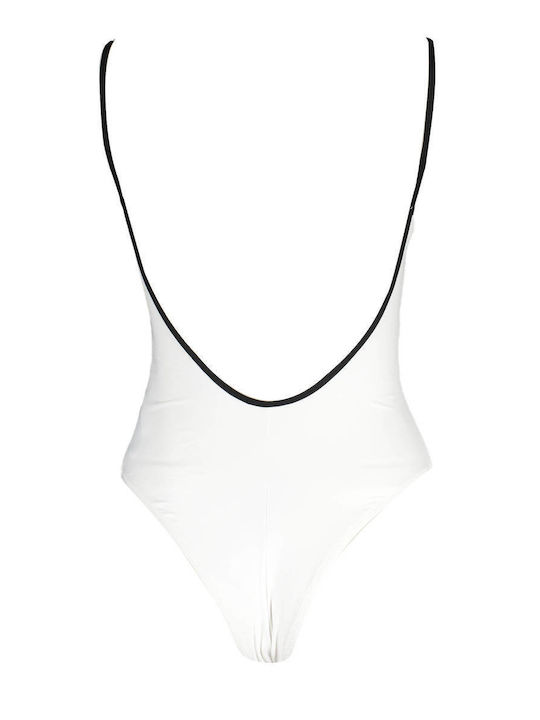 Karl Lagerfeld Badeanzug mit Offenem Rücken Weiß