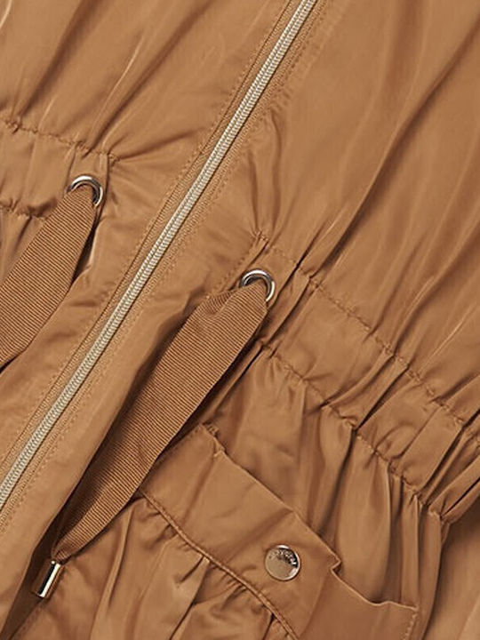 Kids' Casual Jacket Short Windproof with Hood Brown