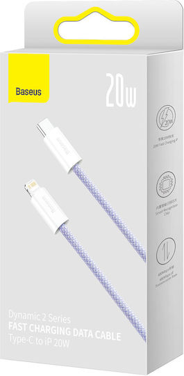Baseus Dynamic 2 Geflochten USB-C zu Lightning Kabel 20W Lila 2m (CALD040305)