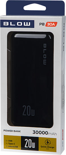 Blow PB30A Power Bank 30000mAh mit 2 USB-A Ausgangsanschlüsse Schnellladung Schwarz