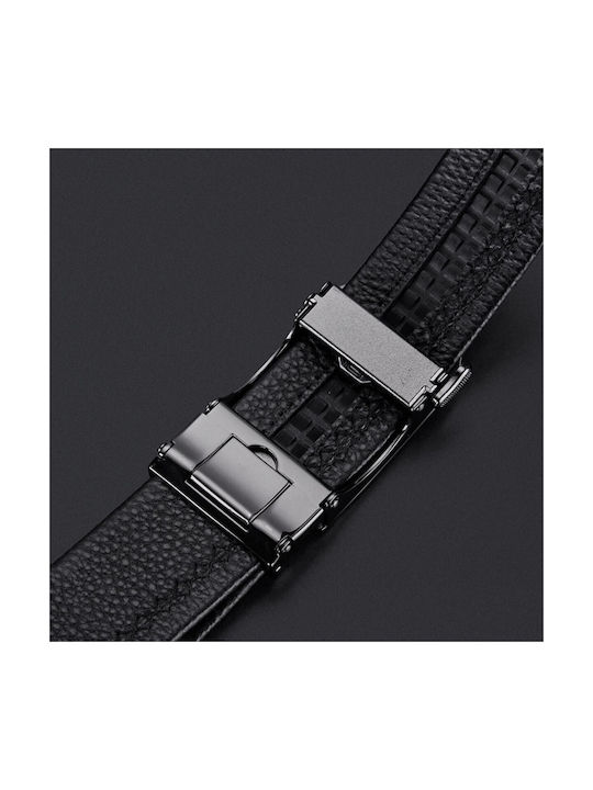 William Polo Men's Leather Belt Black