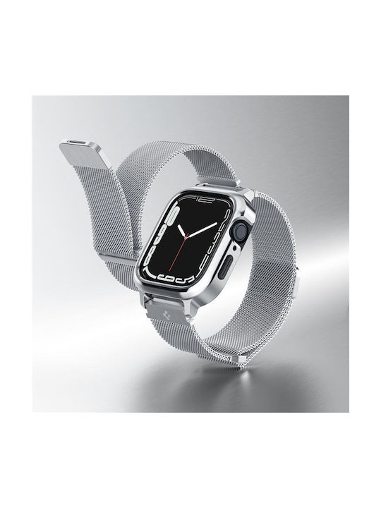 Spigen Metal Fit Pro Metal Case in Silver color for Apple Watch 4 / 5 / 6 / 7 / 8 / 9 / SE