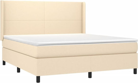 Doppelbett Bezogen Mit Stoff Creme Mit Lattenrost & Matratze 160x200cm