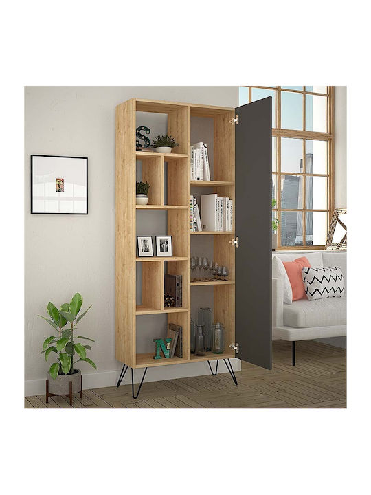 Bibliotecă Jedda Natural Beech / Anthracite 80.6x29.6x191cm