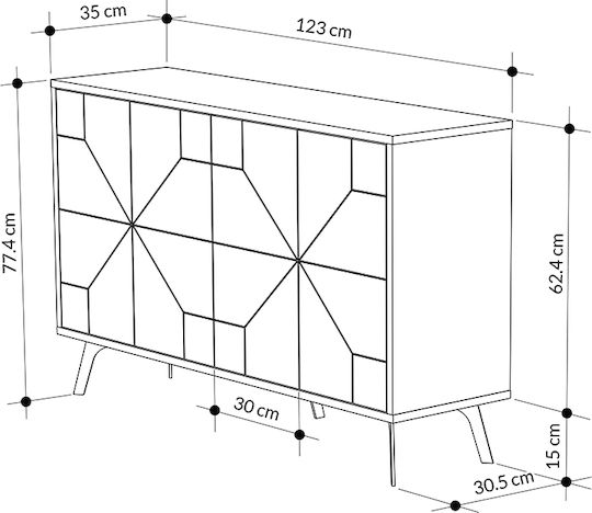 Sideboard Giacomo Wooden Light Brown 123x35x77.4cm