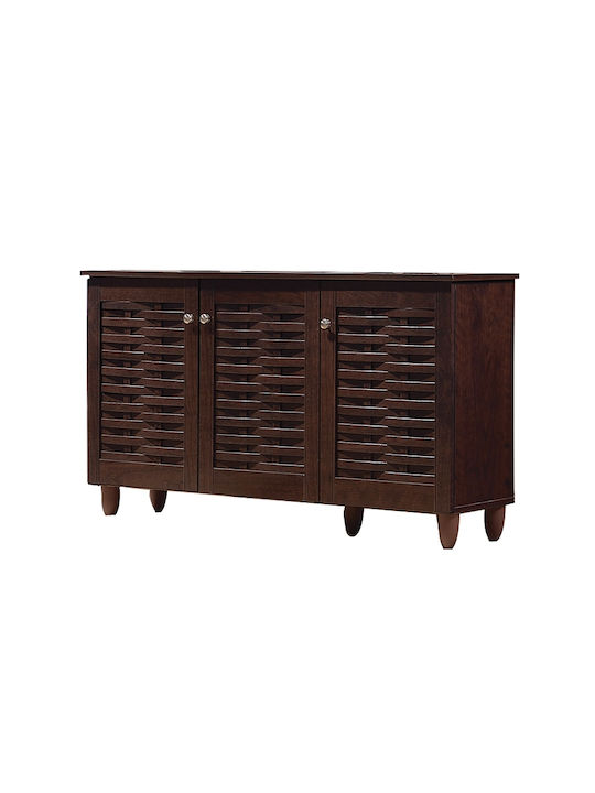 Wooden Shoe Organizer with 2 Shelves Brown 114x34x68cm