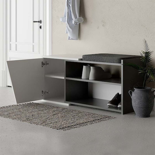 Дървен Обувна рафт Fiona с 2 рафта White / Charcoal Д104xШ37xВ47см